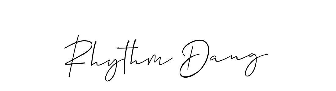 It looks lik you need a new signature style for name Rhythm Dang. Design unique handwritten (Allison_Script) signature with our free signature maker in just a few clicks. Rhythm Dang signature style 2 images and pictures png