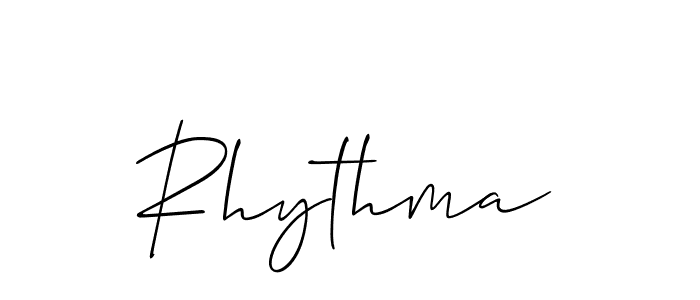 The best way (Allison_Script) to make a short signature is to pick only two or three words in your name. The name Rhythma include a total of six letters. For converting this name. Rhythma signature style 2 images and pictures png