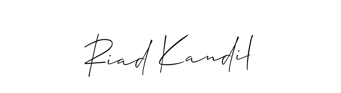 if you are searching for the best signature style for your name Riad Kandil. so please give up your signature search. here we have designed multiple signature styles  using Allison_Script. Riad Kandil signature style 2 images and pictures png