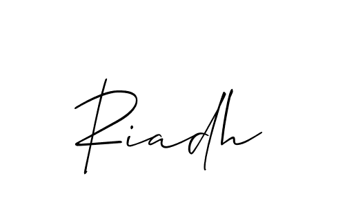 Create a beautiful signature design for name Riadh. With this signature (Allison_Script) fonts, you can make a handwritten signature for free. Riadh signature style 2 images and pictures png