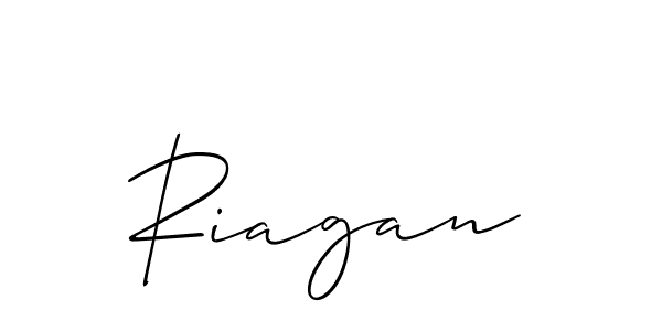 The best way (Allison_Script) to make a short signature is to pick only two or three words in your name. The name Riagan include a total of six letters. For converting this name. Riagan signature style 2 images and pictures png