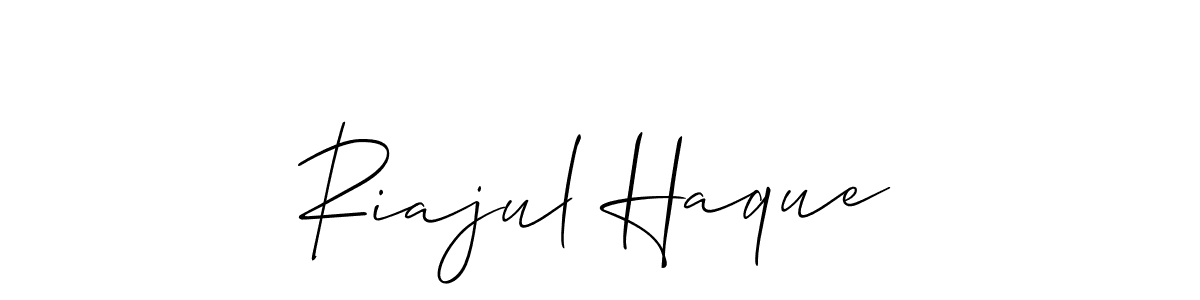 Use a signature maker to create a handwritten signature online. With this signature software, you can design (Allison_Script) your own signature for name Riajul Haque. Riajul Haque signature style 2 images and pictures png