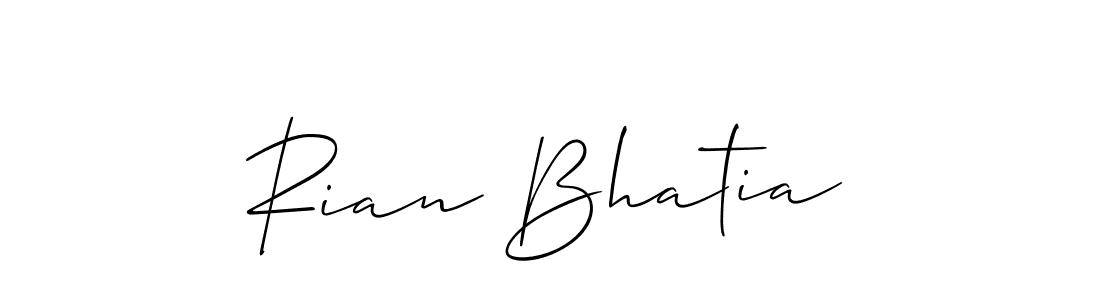 The best way (Allison_Script) to make a short signature is to pick only two or three words in your name. The name Rian Bhatia include a total of six letters. For converting this name. Rian Bhatia signature style 2 images and pictures png
