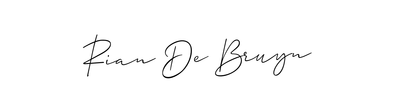 How to make Rian De Bruyn name signature. Use Allison_Script style for creating short signs online. This is the latest handwritten sign. Rian De Bruyn signature style 2 images and pictures png