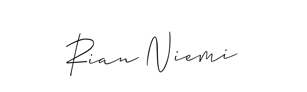 Allison_Script is a professional signature style that is perfect for those who want to add a touch of class to their signature. It is also a great choice for those who want to make their signature more unique. Get Rian Niemi name to fancy signature for free. Rian Niemi signature style 2 images and pictures png