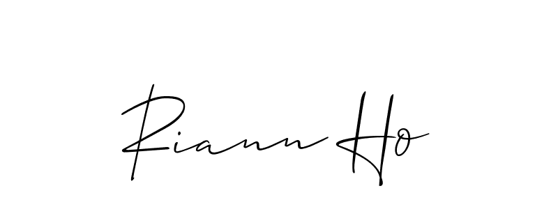 How to make Riann Ho name signature. Use Allison_Script style for creating short signs online. This is the latest handwritten sign. Riann Ho signature style 2 images and pictures png