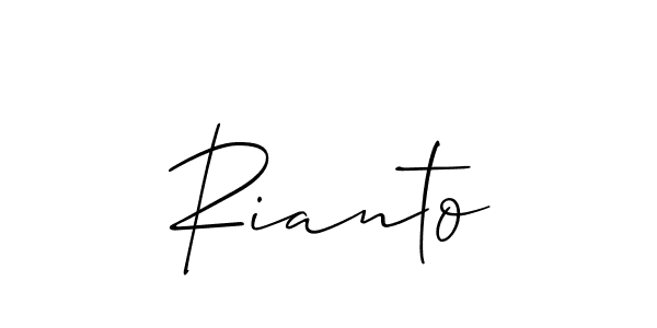 Make a short Rianto signature style. Manage your documents anywhere anytime using Allison_Script. Create and add eSignatures, submit forms, share and send files easily. Rianto signature style 2 images and pictures png