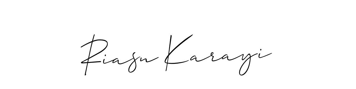 Make a short Riasn Karayi signature style. Manage your documents anywhere anytime using Allison_Script. Create and add eSignatures, submit forms, share and send files easily. Riasn Karayi signature style 2 images and pictures png