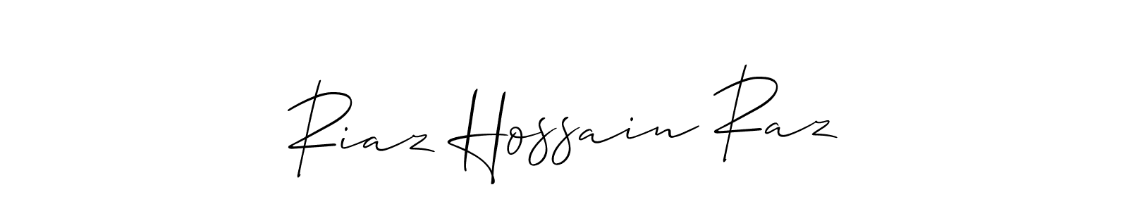 Allison_Script is a professional signature style that is perfect for those who want to add a touch of class to their signature. It is also a great choice for those who want to make their signature more unique. Get Riaz Hossain Raz name to fancy signature for free. Riaz Hossain Raz signature style 2 images and pictures png