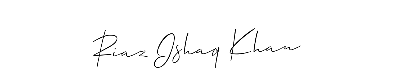 Create a beautiful signature design for name Riaz Ishaq Khan. With this signature (Allison_Script) fonts, you can make a handwritten signature for free. Riaz Ishaq Khan signature style 2 images and pictures png