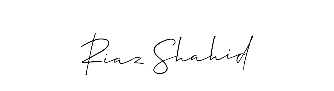 Make a short Riaz Shahid signature style. Manage your documents anywhere anytime using Allison_Script. Create and add eSignatures, submit forms, share and send files easily. Riaz Shahid signature style 2 images and pictures png