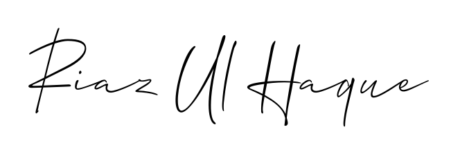 The Allison_Script typeface gives name Riaz Ul Haque a refined look. Suitable for certificates, diplomas, and official verification. Riaz Ul Haque signature style 2 images and pictures png