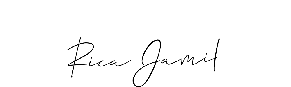 Make a short Rica Jamil signature style. Manage your documents anywhere anytime using Allison_Script. Create and add eSignatures, submit forms, share and send files easily. Rica Jamil signature style 2 images and pictures png