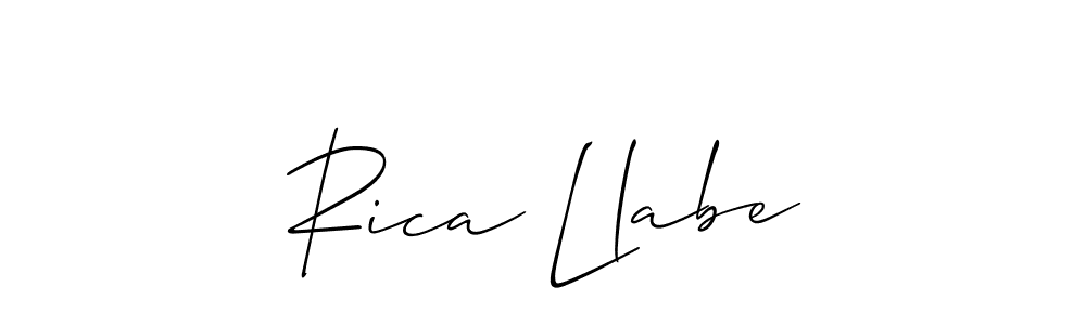 Create a beautiful signature design for name Rica Llabe. With this signature (Allison_Script) fonts, you can make a handwritten signature for free. Rica Llabe signature style 2 images and pictures png