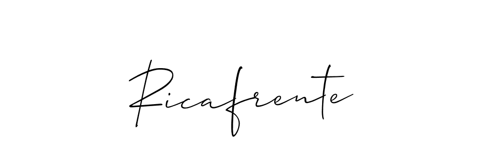 Allison_Script is a professional signature style that is perfect for those who want to add a touch of class to their signature. It is also a great choice for those who want to make their signature more unique. Get Ricafrente name to fancy signature for free. Ricafrente signature style 2 images and pictures png