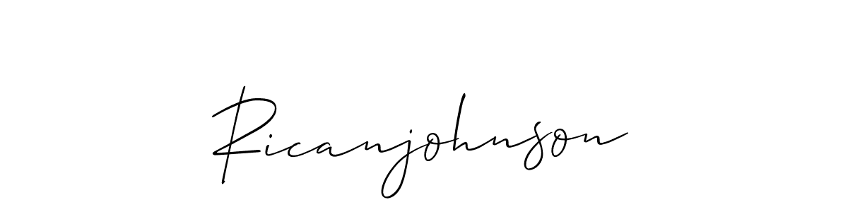 The best way (Allison_Script) to make a short signature is to pick only two or three words in your name. The name Ricanjohnson include a total of six letters. For converting this name. Ricanjohnson signature style 2 images and pictures png