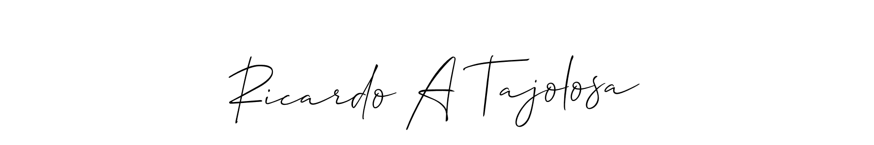 Also You can easily find your signature by using the search form. We will create Ricardo A Tajolosa name handwritten signature images for you free of cost using Allison_Script sign style. Ricardo A Tajolosa signature style 2 images and pictures png