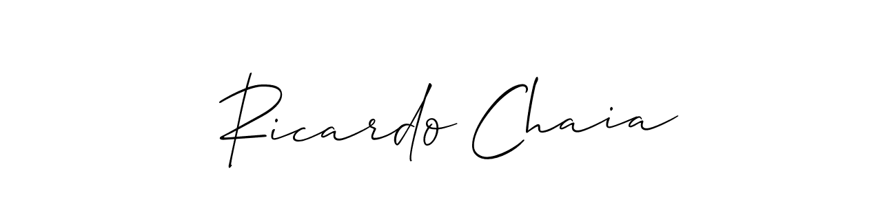 You can use this online signature creator to create a handwritten signature for the name Ricardo Chaia. This is the best online autograph maker. Ricardo Chaia signature style 2 images and pictures png