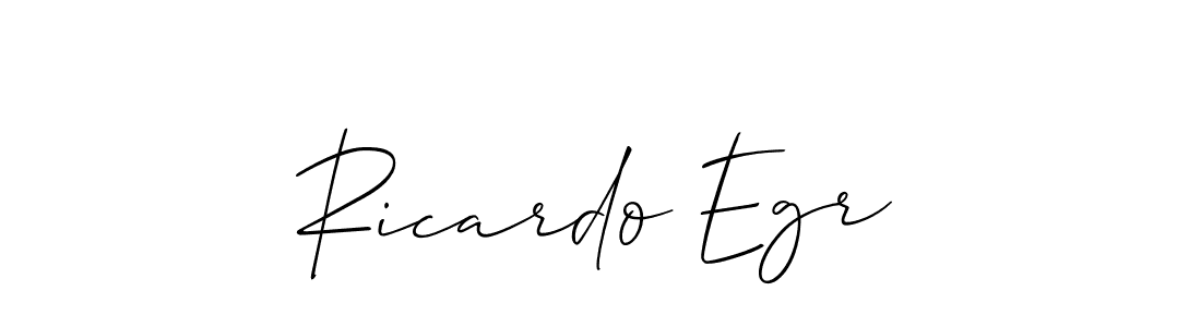 You should practise on your own different ways (Allison_Script) to write your name (Ricardo Egr) in signature. don't let someone else do it for you. Ricardo Egr signature style 2 images and pictures png