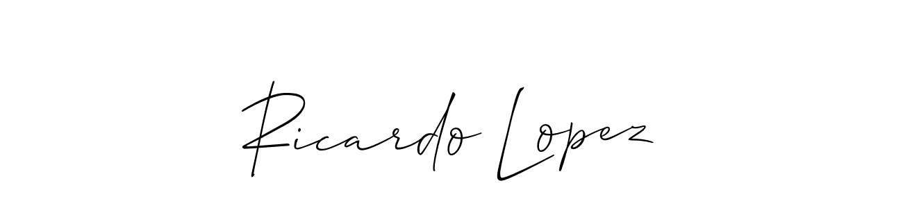 Make a beautiful signature design for name Ricardo Lopez. With this signature (Allison_Script) style, you can create a handwritten signature for free. Ricardo Lopez signature style 2 images and pictures png