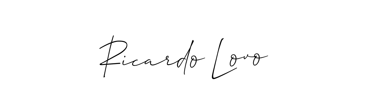 You should practise on your own different ways (Allison_Script) to write your name (Ricardo Lovo) in signature. don't let someone else do it for you. Ricardo Lovo signature style 2 images and pictures png