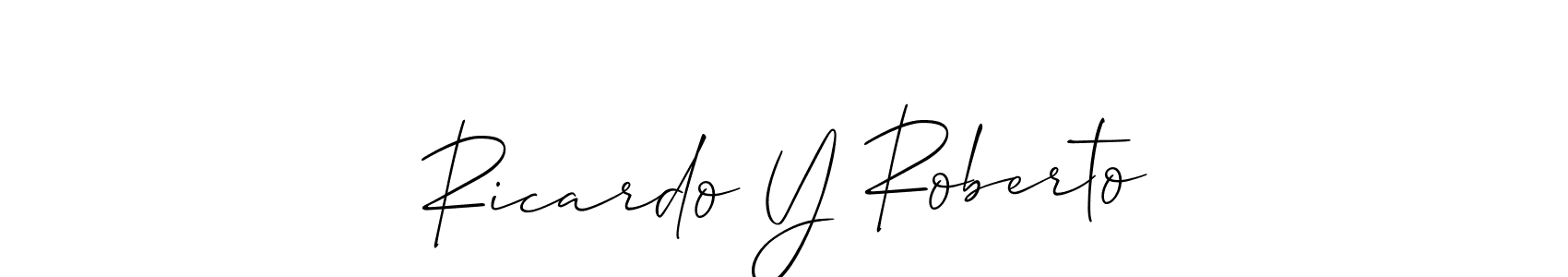 Also You can easily find your signature by using the search form. We will create Ricardo Y Roberto name handwritten signature images for you free of cost using Allison_Script sign style. Ricardo Y Roberto signature style 2 images and pictures png