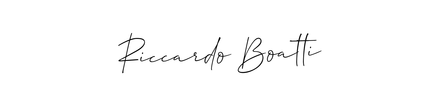 Create a beautiful signature design for name Riccardo Boatti. With this signature (Allison_Script) fonts, you can make a handwritten signature for free. Riccardo Boatti signature style 2 images and pictures png
