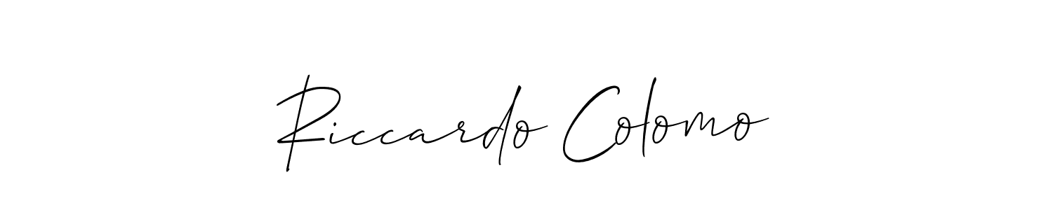 It looks lik you need a new signature style for name Riccardo Colomo. Design unique handwritten (Allison_Script) signature with our free signature maker in just a few clicks. Riccardo Colomo signature style 2 images and pictures png