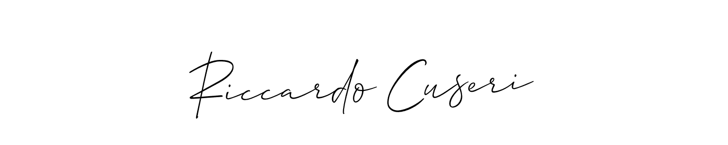 Make a beautiful signature design for name Riccardo Cuseri. With this signature (Allison_Script) style, you can create a handwritten signature for free. Riccardo Cuseri signature style 2 images and pictures png