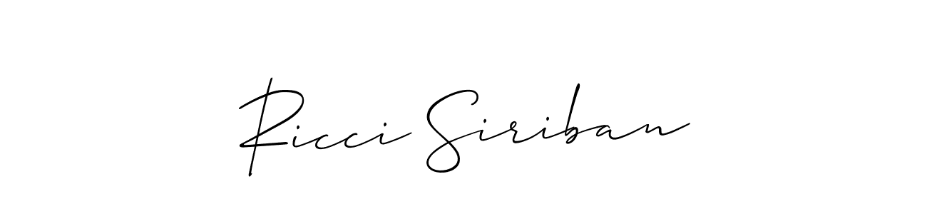 You should practise on your own different ways (Allison_Script) to write your name (Ricci Siriban) in signature. don't let someone else do it for you. Ricci Siriban signature style 2 images and pictures png