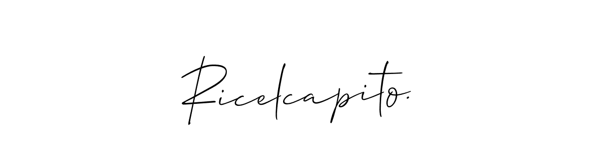 How to make Ricelcapito. name signature. Use Allison_Script style for creating short signs online. This is the latest handwritten sign. Ricelcapito. signature style 2 images and pictures png