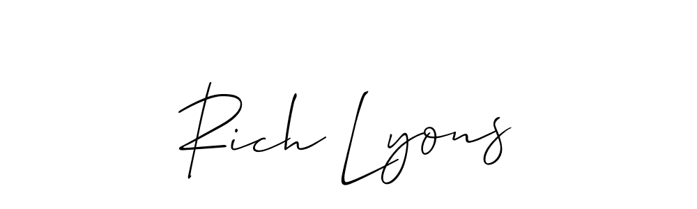 Make a short Rich Lyons signature style. Manage your documents anywhere anytime using Allison_Script. Create and add eSignatures, submit forms, share and send files easily. Rich Lyons signature style 2 images and pictures png
