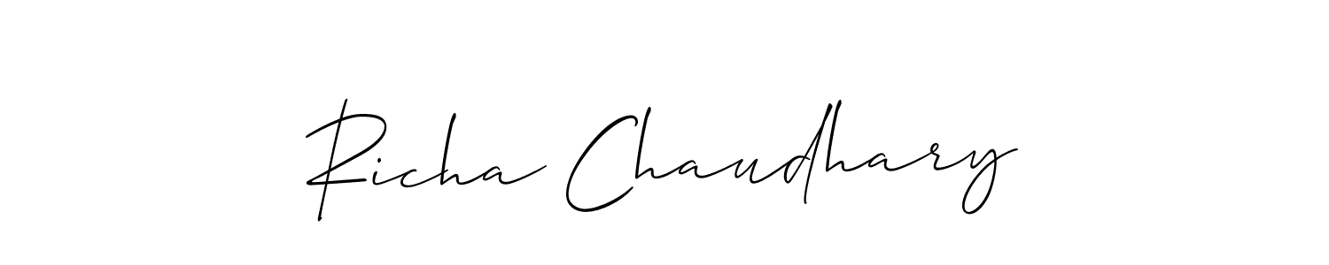 It looks lik you need a new signature style for name Richa Chaudhary. Design unique handwritten (Allison_Script) signature with our free signature maker in just a few clicks. Richa Chaudhary signature style 2 images and pictures png