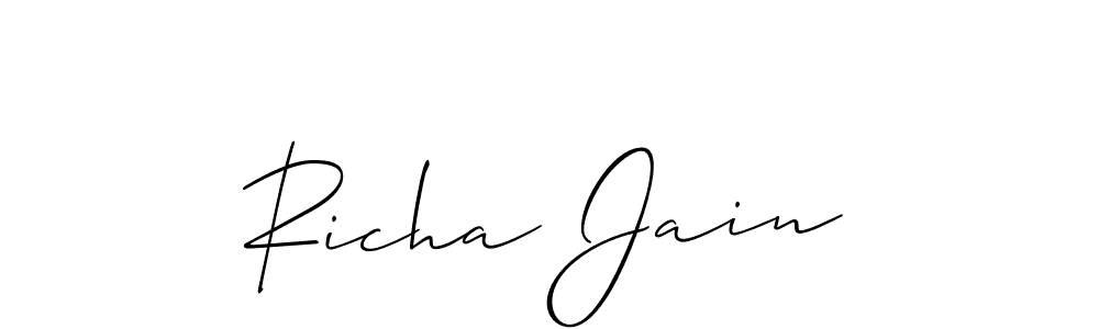 It looks lik you need a new signature style for name Richa Jain. Design unique handwritten (Allison_Script) signature with our free signature maker in just a few clicks. Richa Jain signature style 2 images and pictures png