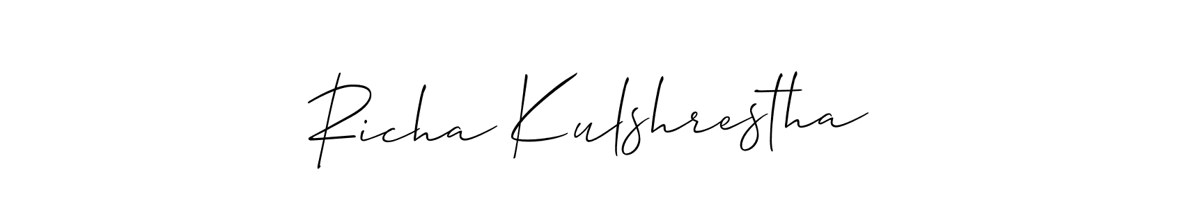 Design your own signature with our free online signature maker. With this signature software, you can create a handwritten (Allison_Script) signature for name Richa Kulshrestha. Richa Kulshrestha signature style 2 images and pictures png