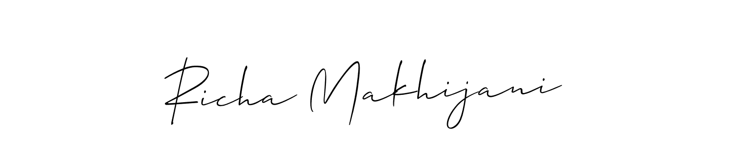 Also You can easily find your signature by using the search form. We will create Richa Makhijani name handwritten signature images for you free of cost using Allison_Script sign style. Richa Makhijani signature style 2 images and pictures png