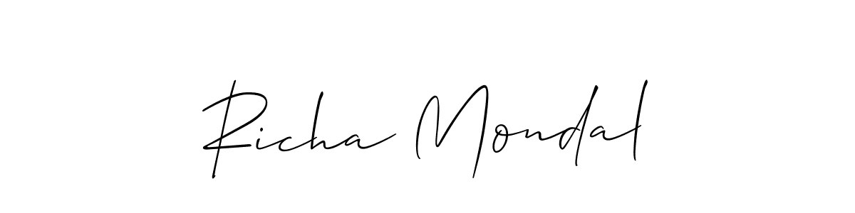 Make a short Richa Mondal signature style. Manage your documents anywhere anytime using Allison_Script. Create and add eSignatures, submit forms, share and send files easily. Richa Mondal signature style 2 images and pictures png