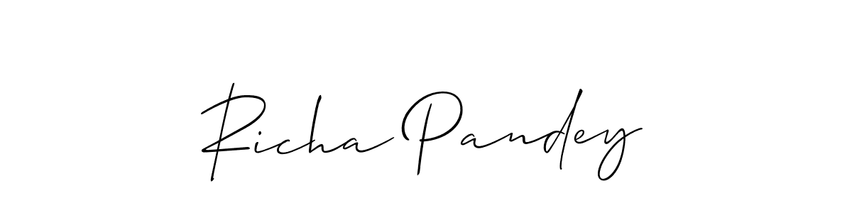 It looks lik you need a new signature style for name Richa Pandey. Design unique handwritten (Allison_Script) signature with our free signature maker in just a few clicks. Richa Pandey signature style 2 images and pictures png