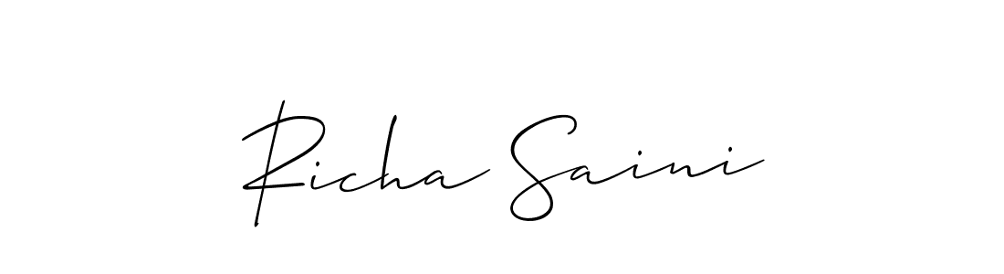 It looks lik you need a new signature style for name Richa Saini. Design unique handwritten (Allison_Script) signature with our free signature maker in just a few clicks. Richa Saini signature style 2 images and pictures png