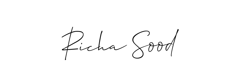 It looks lik you need a new signature style for name Richa Sood. Design unique handwritten (Allison_Script) signature with our free signature maker in just a few clicks. Richa Sood signature style 2 images and pictures png
