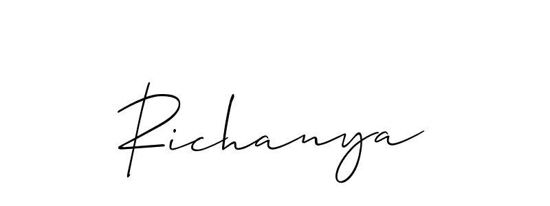 Use a signature maker to create a handwritten signature online. With this signature software, you can design (Allison_Script) your own signature for name Richanya. Richanya signature style 2 images and pictures png