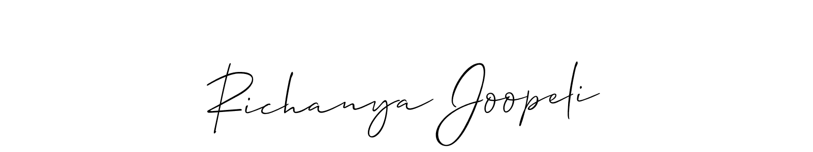 Make a beautiful signature design for name Richanya Joopeli. With this signature (Allison_Script) style, you can create a handwritten signature for free. Richanya Joopeli signature style 2 images and pictures png