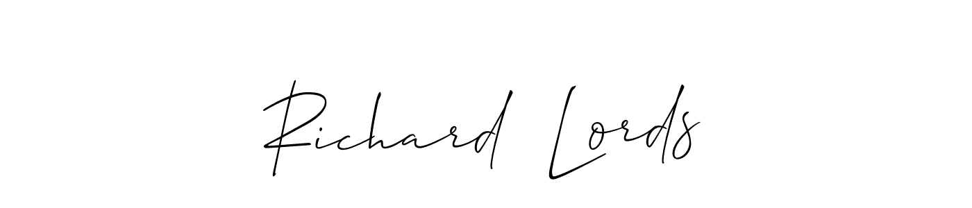 Allison_Script is a professional signature style that is perfect for those who want to add a touch of class to their signature. It is also a great choice for those who want to make their signature more unique. Get Richard  Lords name to fancy signature for free. Richard  Lords signature style 2 images and pictures png