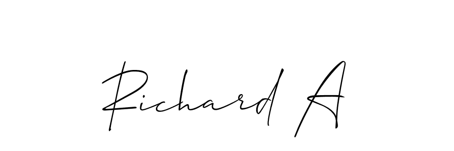 if you are searching for the best signature style for your name Richard A. so please give up your signature search. here we have designed multiple signature styles  using Allison_Script. Richard A signature style 2 images and pictures png