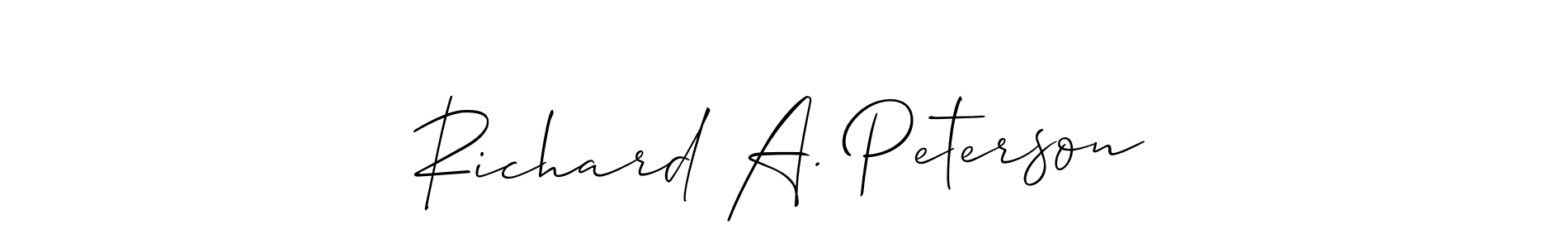 How to make Richard A. Peterson name signature. Use Allison_Script style for creating short signs online. This is the latest handwritten sign. Richard A. Peterson signature style 2 images and pictures png