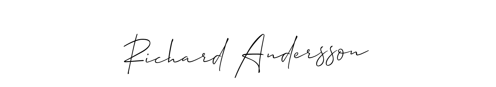 You should practise on your own different ways (Allison_Script) to write your name (Richard Andersson) in signature. don't let someone else do it for you. Richard Andersson signature style 2 images and pictures png