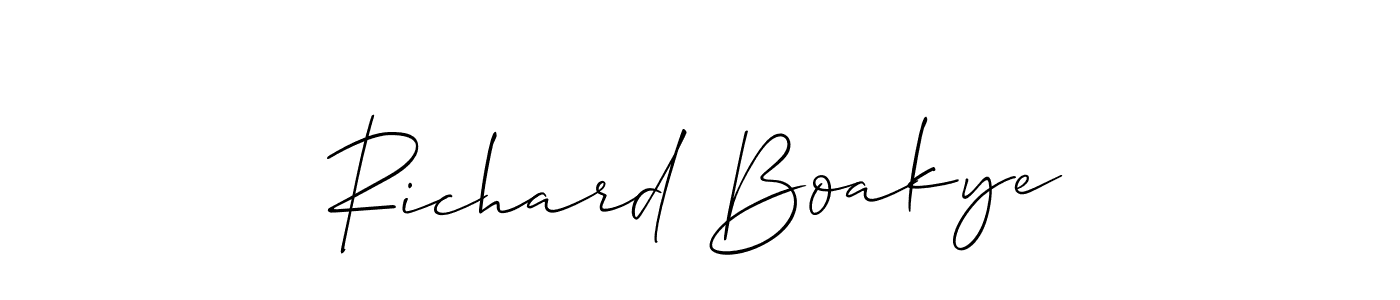 The best way (Allison_Script) to make a short signature is to pick only two or three words in your name. The name Richard Boakye include a total of six letters. For converting this name. Richard Boakye signature style 2 images and pictures png