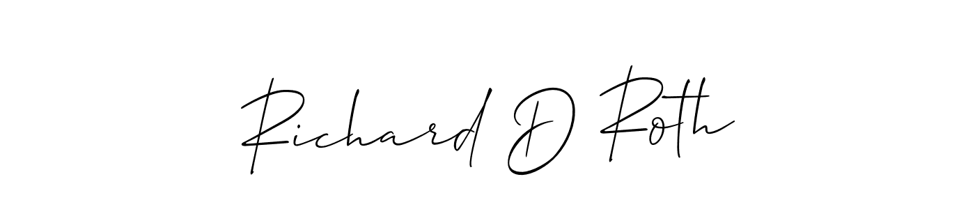 It looks lik you need a new signature style for name Richard D Roth. Design unique handwritten (Allison_Script) signature with our free signature maker in just a few clicks. Richard D Roth signature style 2 images and pictures png
