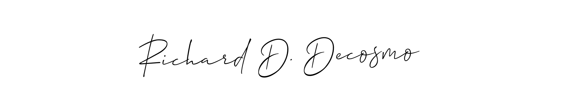 Allison_Script is a professional signature style that is perfect for those who want to add a touch of class to their signature. It is also a great choice for those who want to make their signature more unique. Get Richard D. Decosmo name to fancy signature for free. Richard D. Decosmo signature style 2 images and pictures png