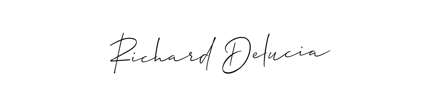 How to make Richard Delucia name signature. Use Allison_Script style for creating short signs online. This is the latest handwritten sign. Richard Delucia signature style 2 images and pictures png
